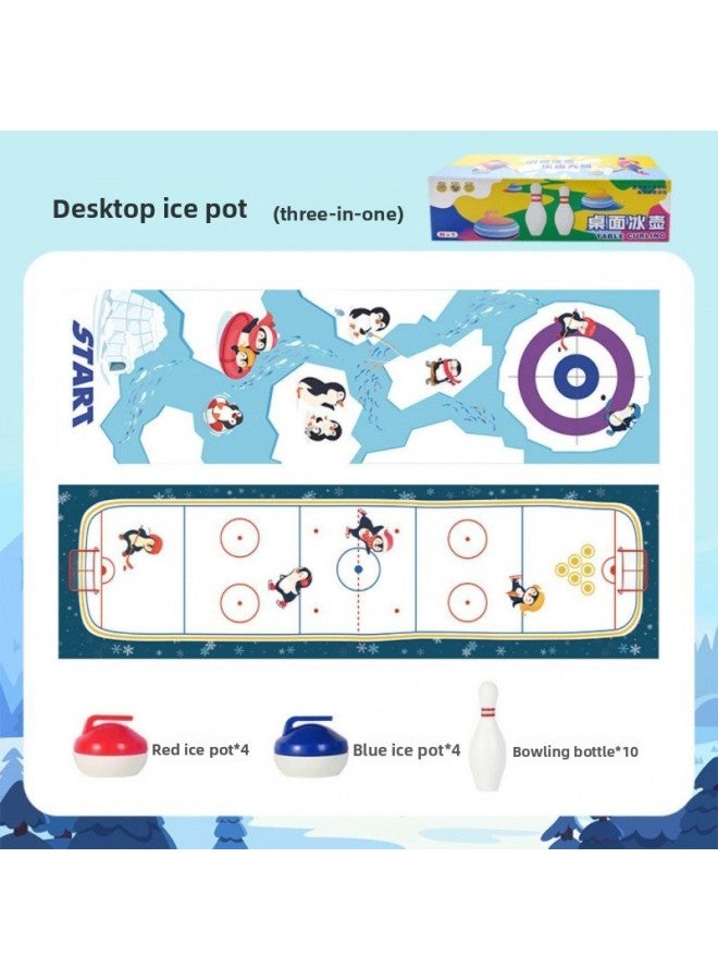 Table Game Curling Ice Hockey Five-In-One Bowling Exercise Parent-Child Interactive Children's Toy